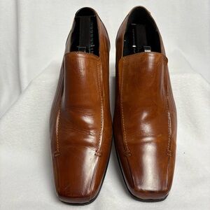 Kenneth Cole Magic One Cognac Brown Leather Men's Sip-On Dress Loafers 10M